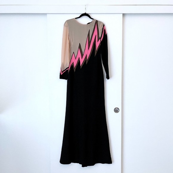 Emilio Pucci Pre Fall 2015 RTW Lightning bolt Gown Maxi Dress Long Sleeve Mesh - Picture 3 of 14